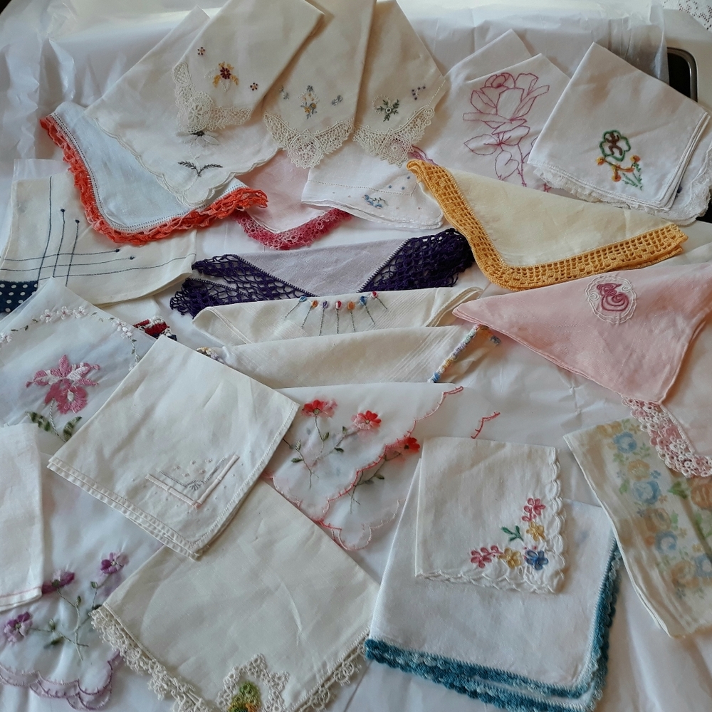 Large Lot Of 30 Vintage Hankies